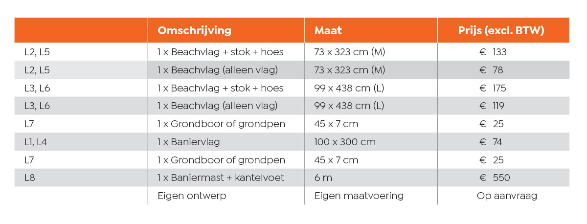 Maatwerk - H2 outstore vlaggen tabel pos verasol 1 - H1/3-CSTM